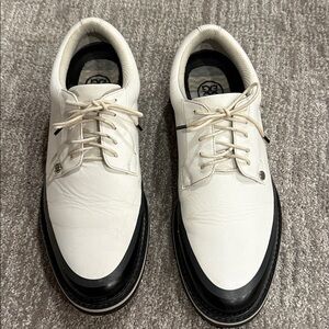 G/FORE Mens White Black Tuxedo Leather Athletic Golf Shoes Size 11.5